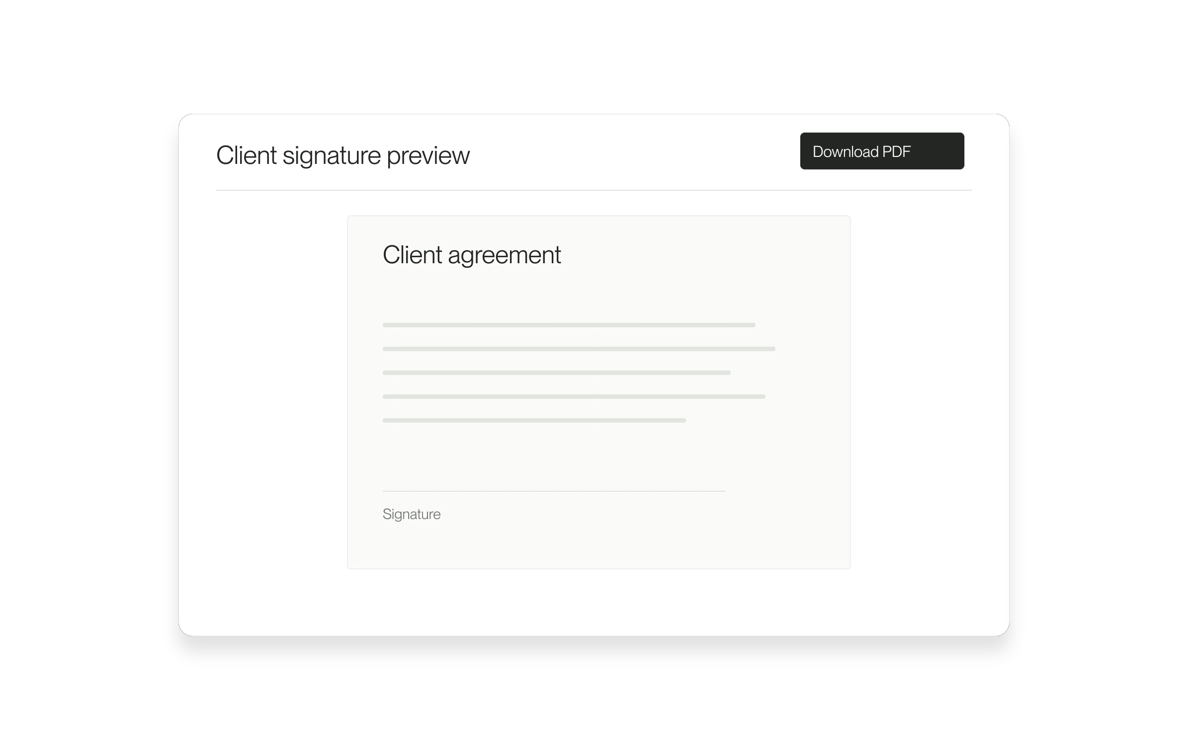 Illustration of an agreement with the Download PDF control.