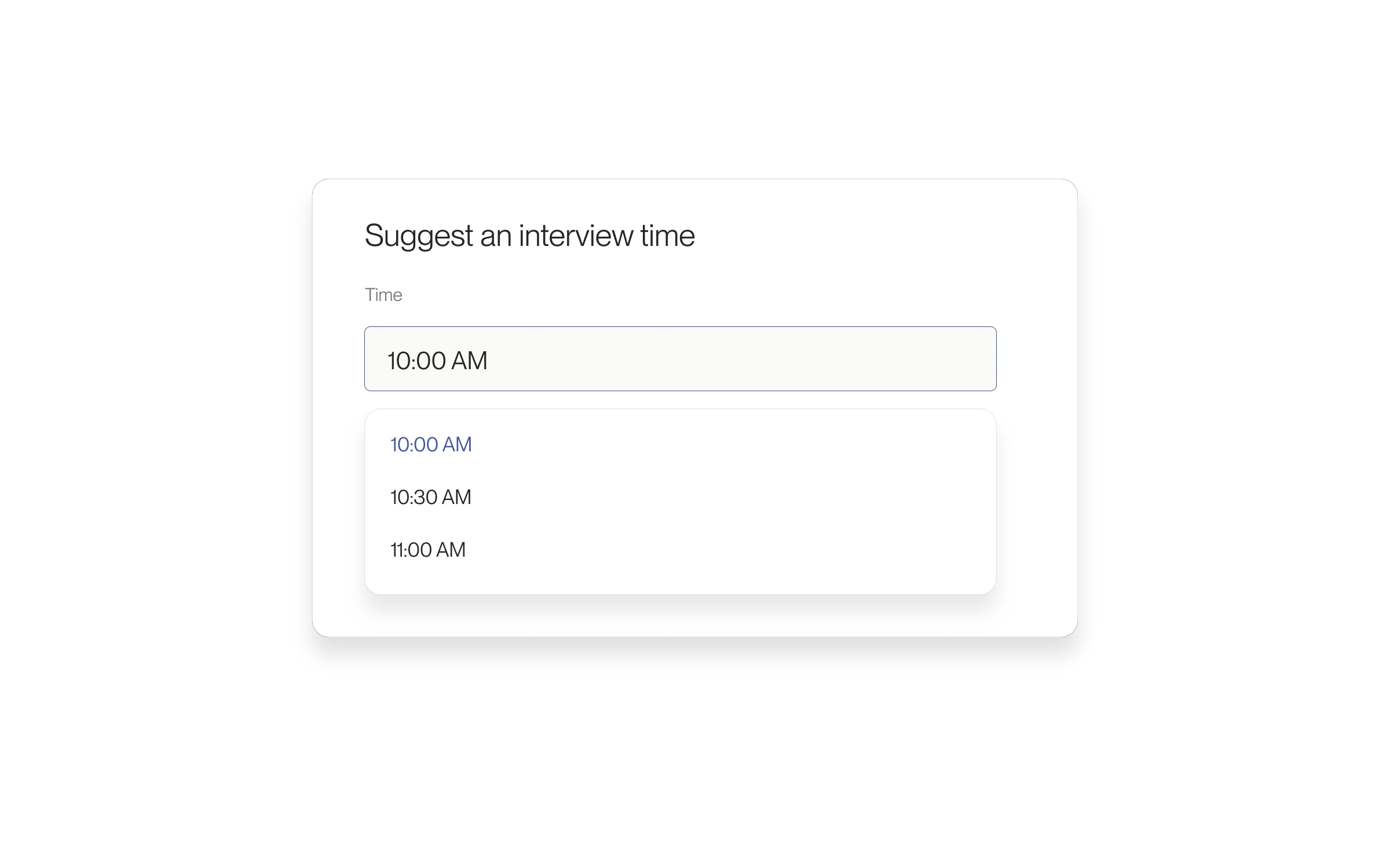Illustration highlighting the full interview time field as the click target.