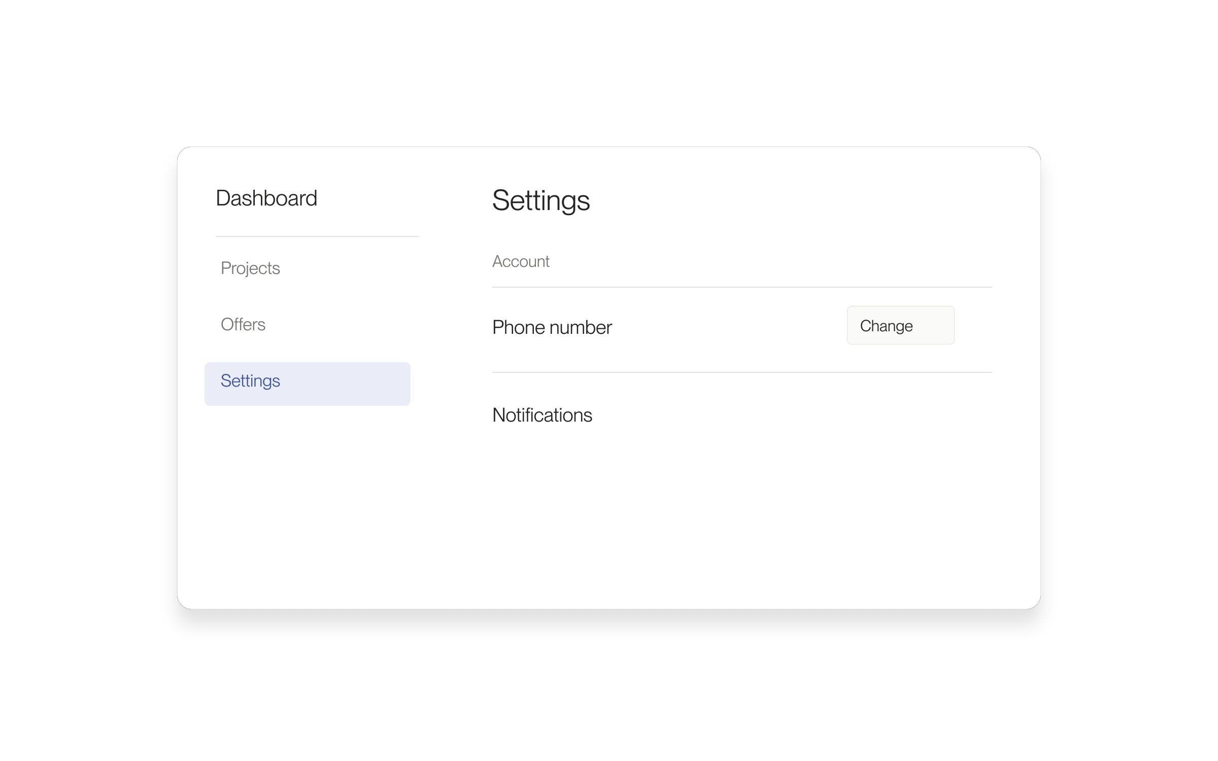 Illustration connecting the dashboard Settings link to account settings.