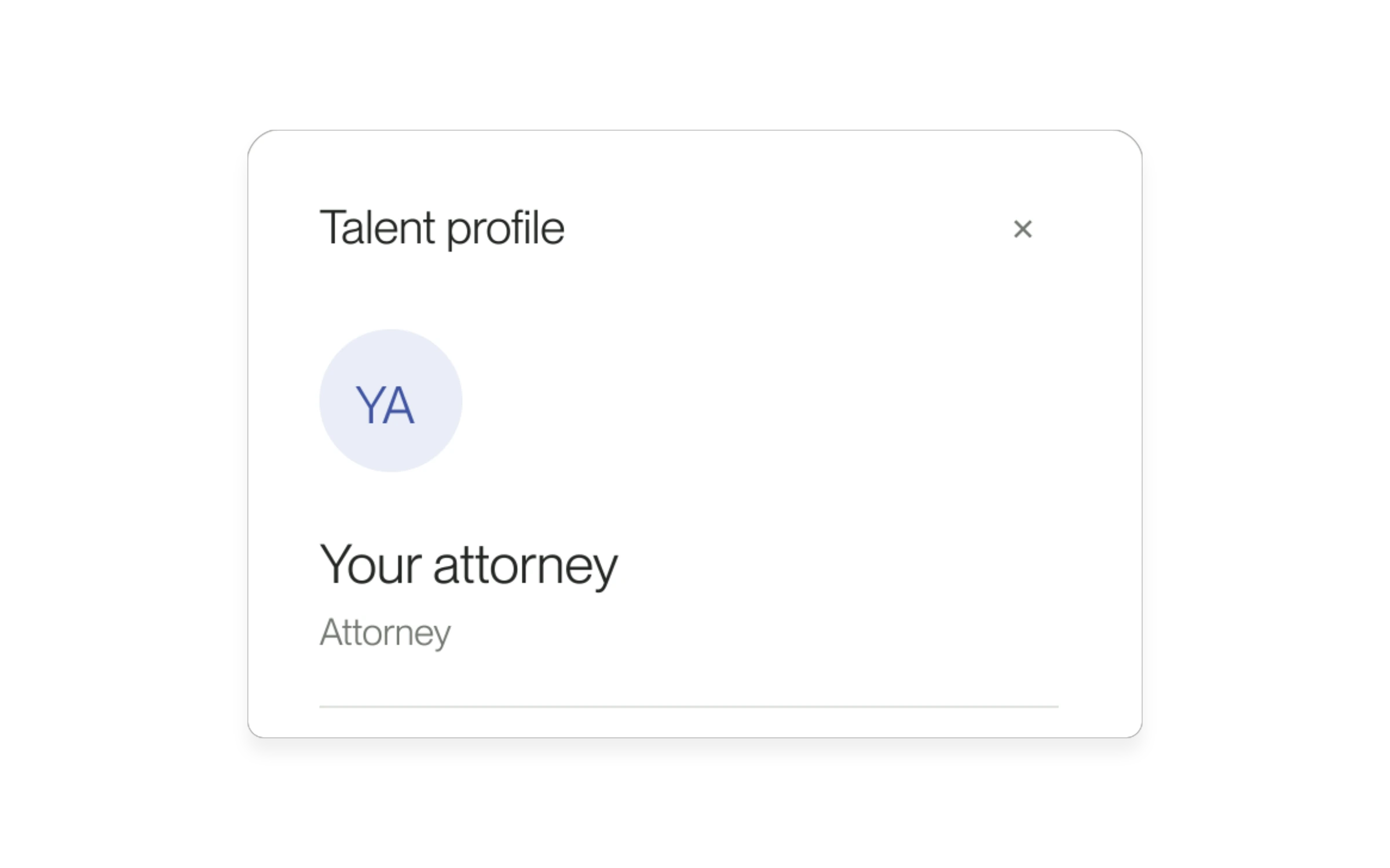 Native product detail showing the talent profile panel, using example data.