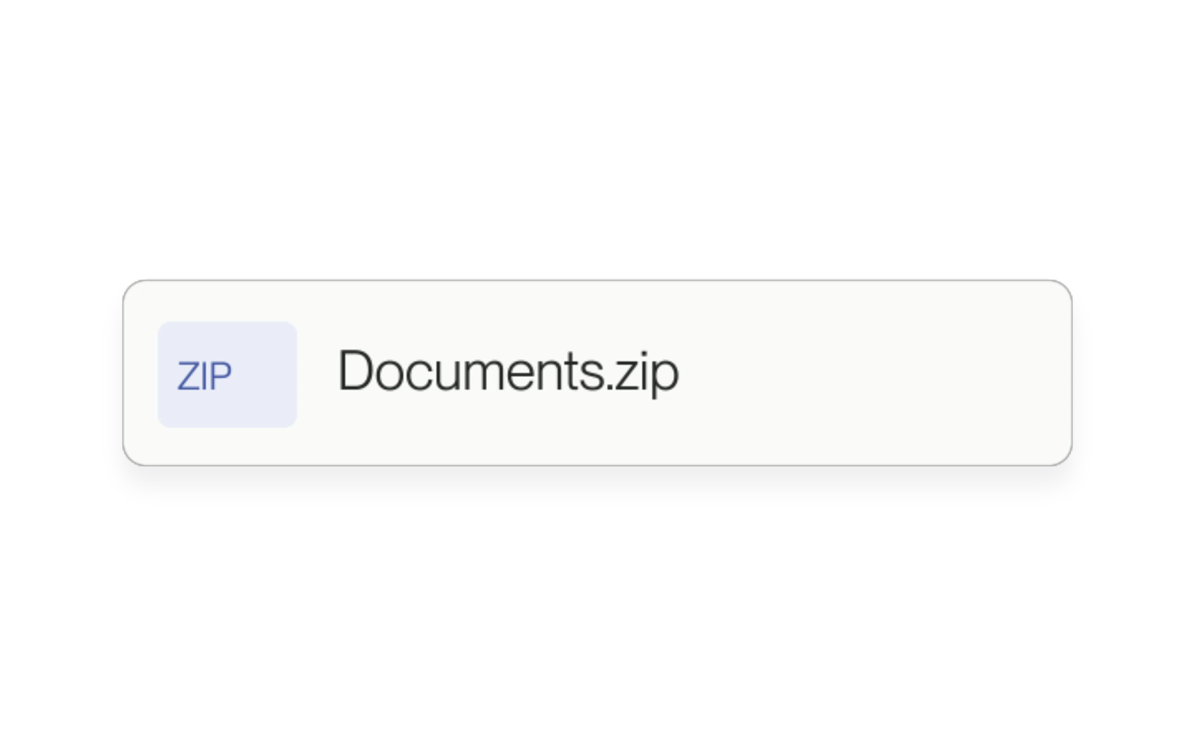 Native product detail showing a ZIP attachment, using example data.
