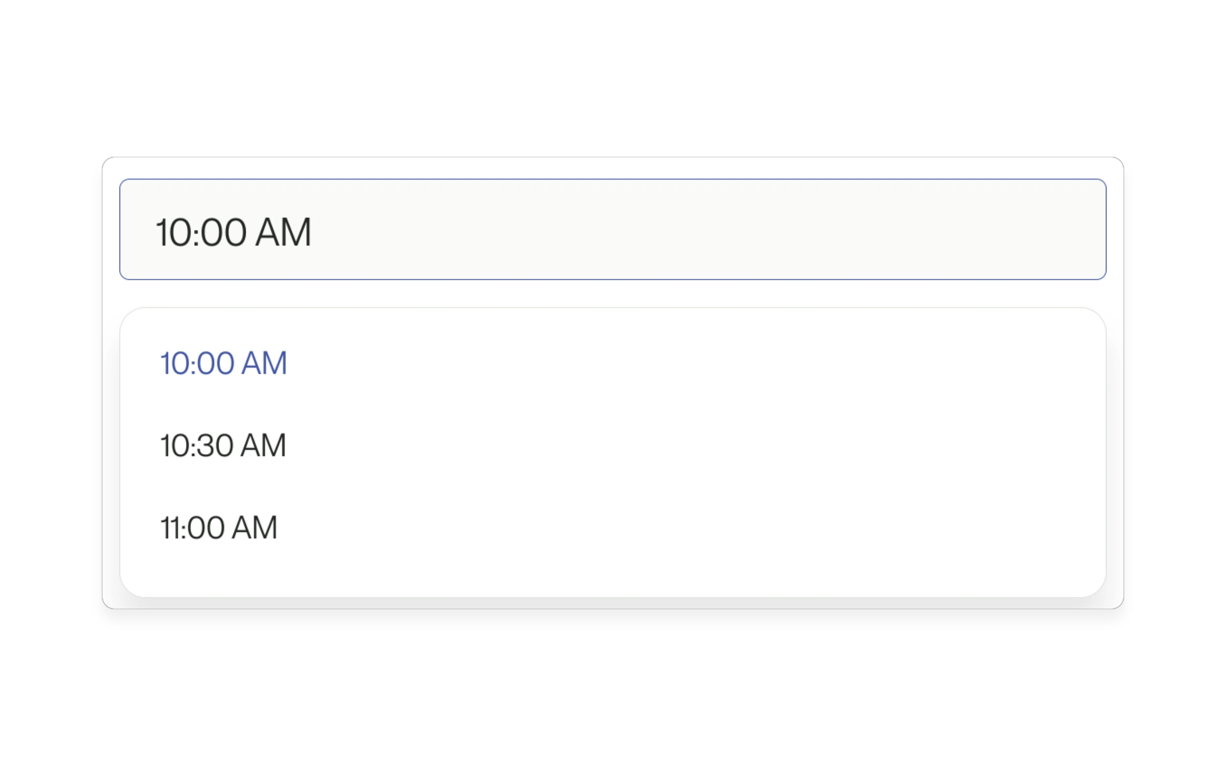Native product detail showing the interview time field and available times, using example data.