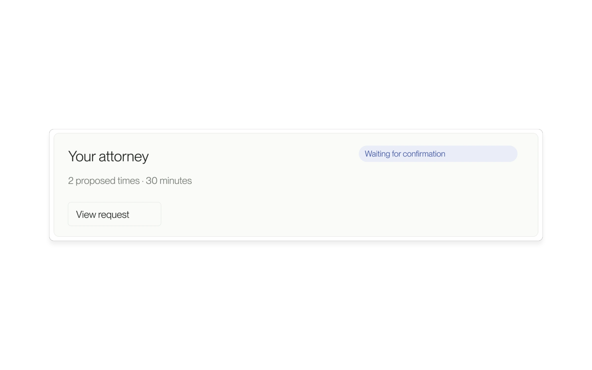 Native product detail showing a pending interview request, using example data.